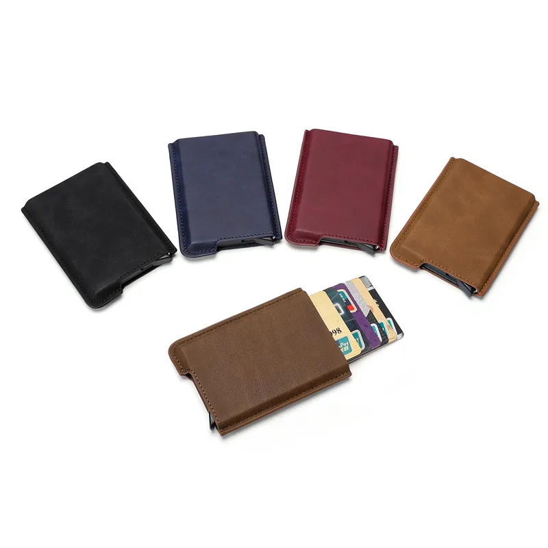 

Automatic Pop-up Credit Card Holder Portable Male & Female Wallet Aluminum Alloy Anti-theft Brush Business Card Holder