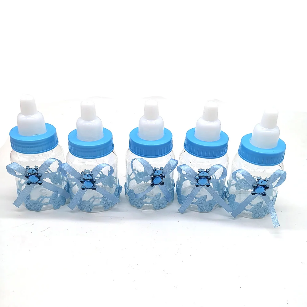 

12Pc/Lot Girl Boy Baby Shower Decorations Chocolate Candy Bottle Baptism Favors Christmas Party Gifts Box Plastic Case