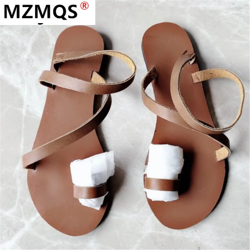 

Summer New Women's Sandals 2021 Female Slip-on Flat Shoes Sexy Roman Sandals Outdoor Beach Open Toe Shoes for Woman Plus Size
