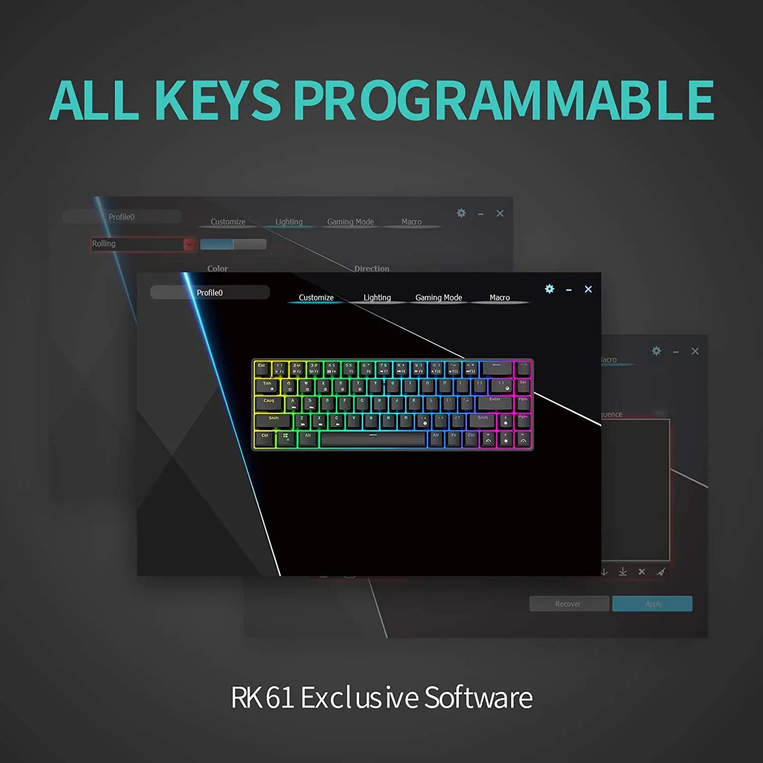 

Programmable Mechanical Keyboard Gaming Bluetooth Wireless USB Wired Backlight RGB LED 61 Keys Desktop Gamer PC Computer