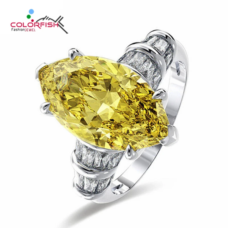 Обручальное кольцо 4 карата с желтым фианитом 8x14 мм | Украшения и аксессуары