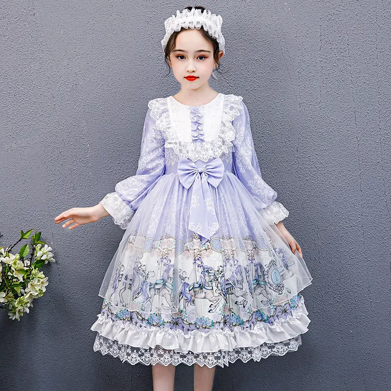 

2021 Spring and Autumn Girls Beautiful Colorful Princess Dress