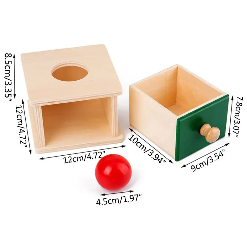 Младенческой малыша деревянные монеты мяч соответствующая коробка Монтессори