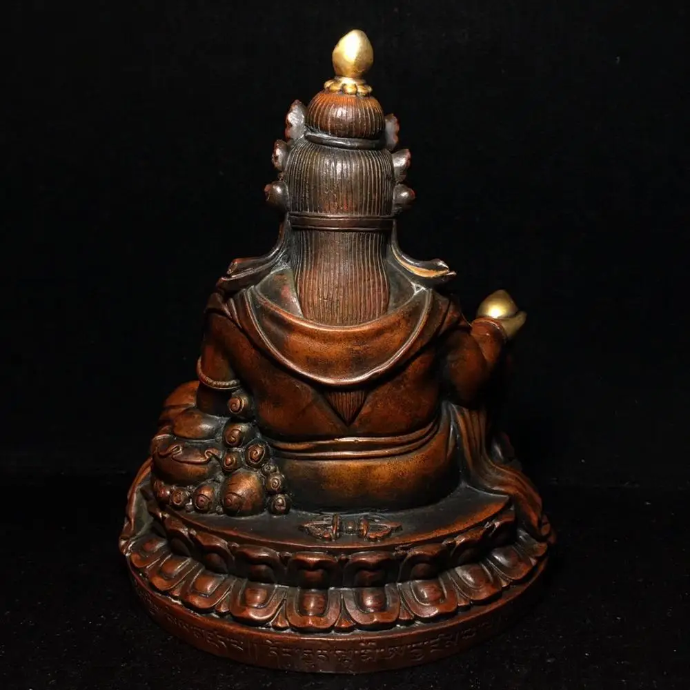 

7" Collection Pure copper Gilt Real gold God of Wealth Buddha statues of the heads of the gods of wealth Zambara (Xiangxiongwen)