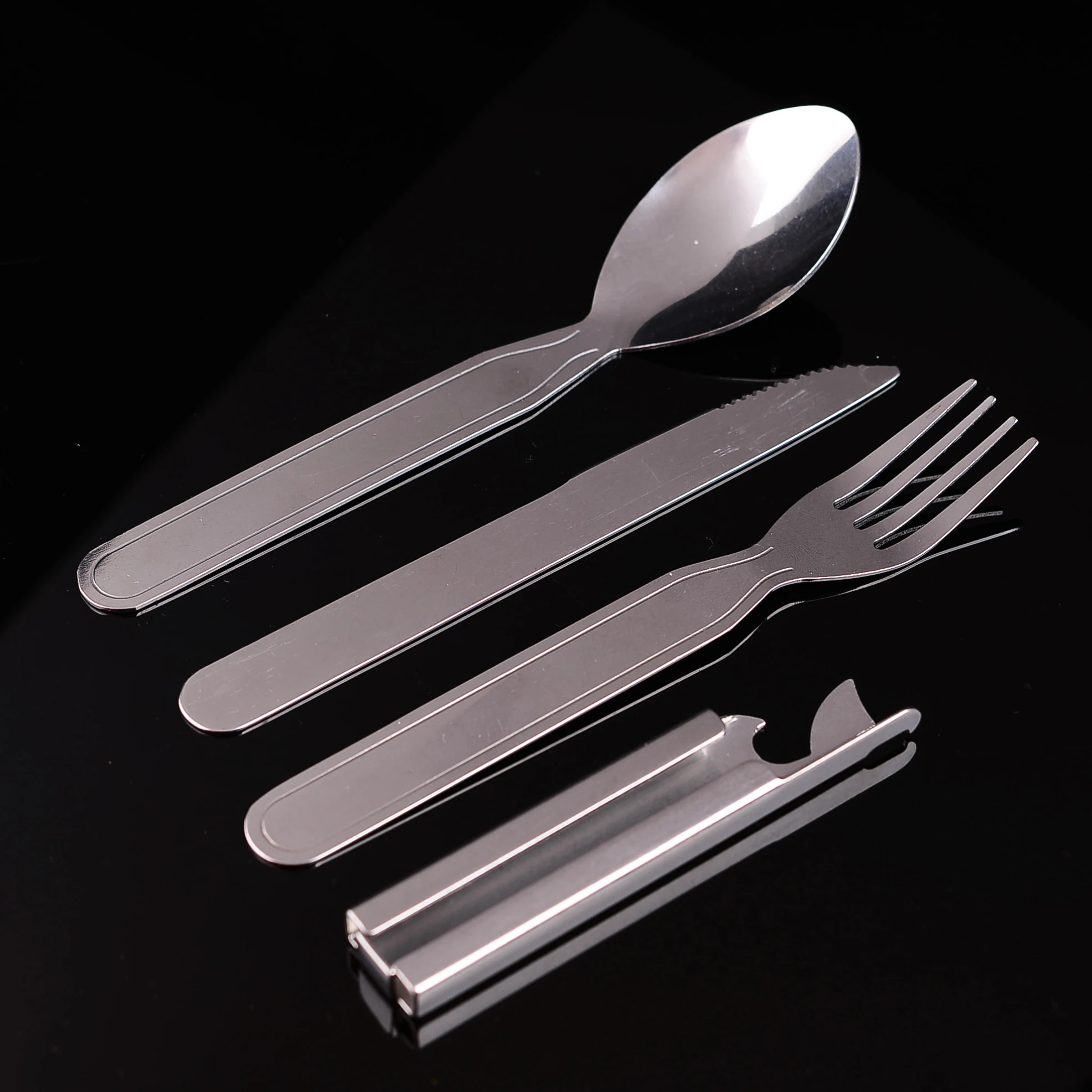 

4pcs/set Portable Stainless Steel Tableware fold knife utensil spoon set Spoon Fork Knife Dinnerware Camping Cooking flatware