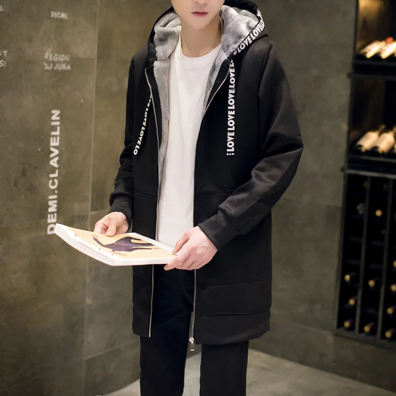 Men's Hooded Casual Shirt New Streetwear Hip Hop Zipper Fleece Sweatshirt Brand Hoodie Fashion Long Jacket | Мужская одежда