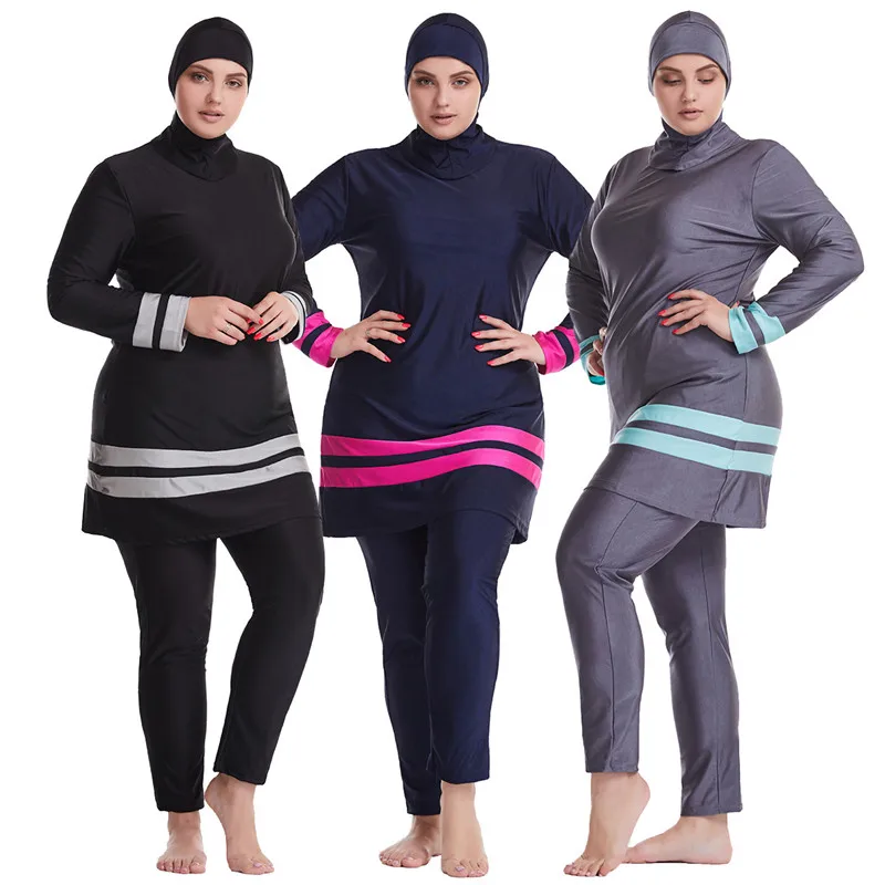 

2022 Muslim Swimwear Islamic Full Cover Modesty Plus Size Summer Beach Swim Wear Arab Women Beachwear Burkini Swimsuit