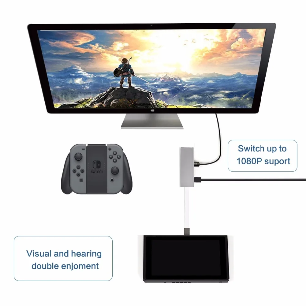 Док станция Thunderbolt 3 Type c для HDMI 4K USB3.0 концентратор USB2.0 с адаптером зарядки PD Macbook Pro