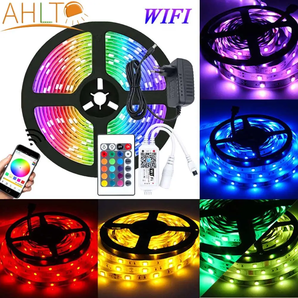 

WIFI Controller LED Light Strips Flexible RGB 5050 Decoration BackLight Lamp Neon Night Light Luminous String for Bedroom DC 12V