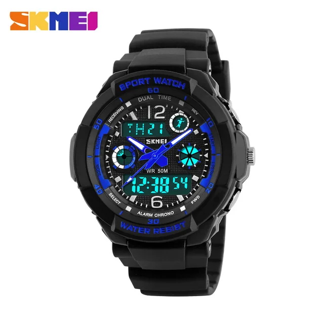 Blue S Kids SKMEI детские спортивные часы, модный светодиодный цифровой кварцевые часы для мальчиков и девочек, водонепроницаемые наручные часы 50 м, 1060 - Цвет: Blue S Kids