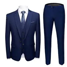 Costume d'affaires 3 pièces, ensemble Slim grande taille, couleur unie, pantalon droit, costume séparé pour mariage  (1)