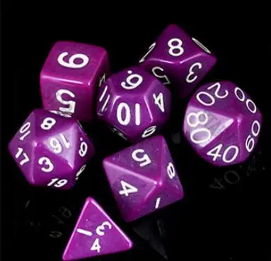PURPLE 7 шт./пакет многогранные кости набор D4, D6, D8, D10, D10%, D12, D20 красочные аксессуары для Настольная игра RPG Подземелья и Драконы DnD MTG - Цвет: PURPLE
