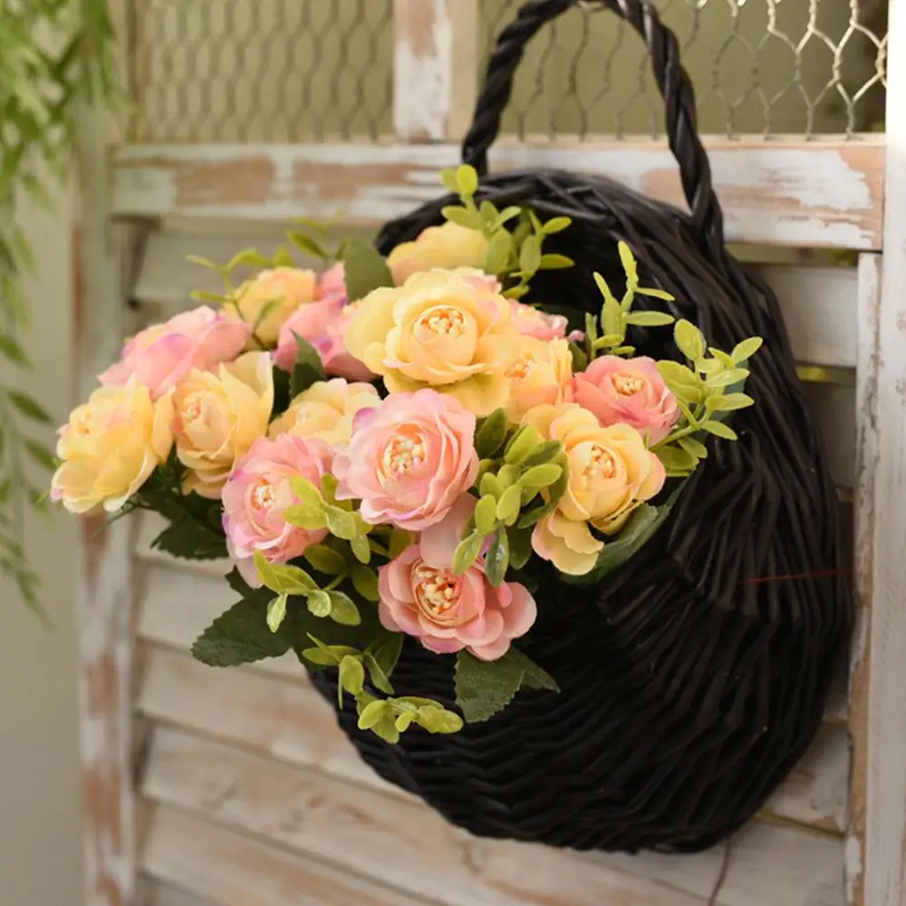 Настенная подвесная натуральная плетеная корзина для цветов цветочный горшок