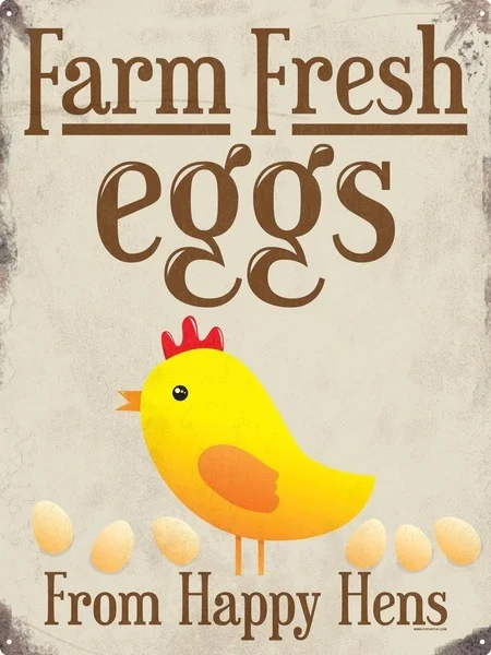 

Farm Fresh Eggs Tin Sign Retro Mental Sign