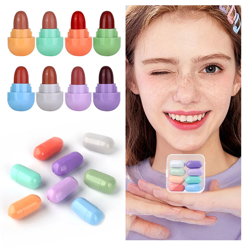 

8 Colors Mini Capsule Matte Lipstick Set Waterproof Non-Stick Lip Stick Cosmetics Makeup Easy Color Lipstick Tools Support CSV