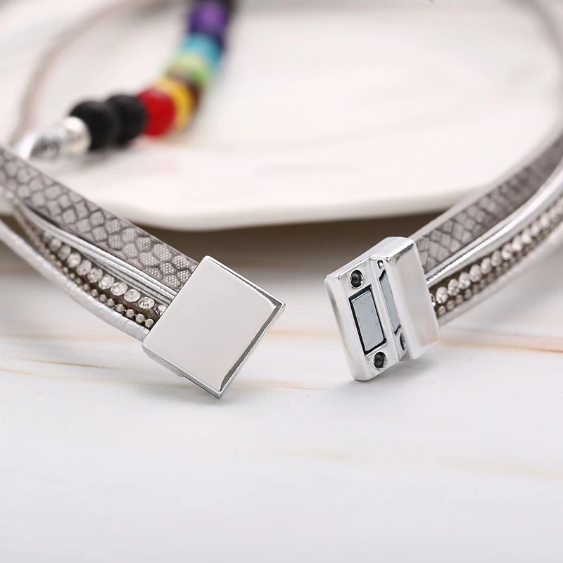 Браслет с бусинами из натурального камня женский мужской браслет стразы кожаные