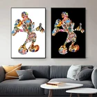 Черно-белая Классическая Картина на холсте Disney с Микки и Дональдом Даком, постеры и принты, настенные картины для декора гостиной