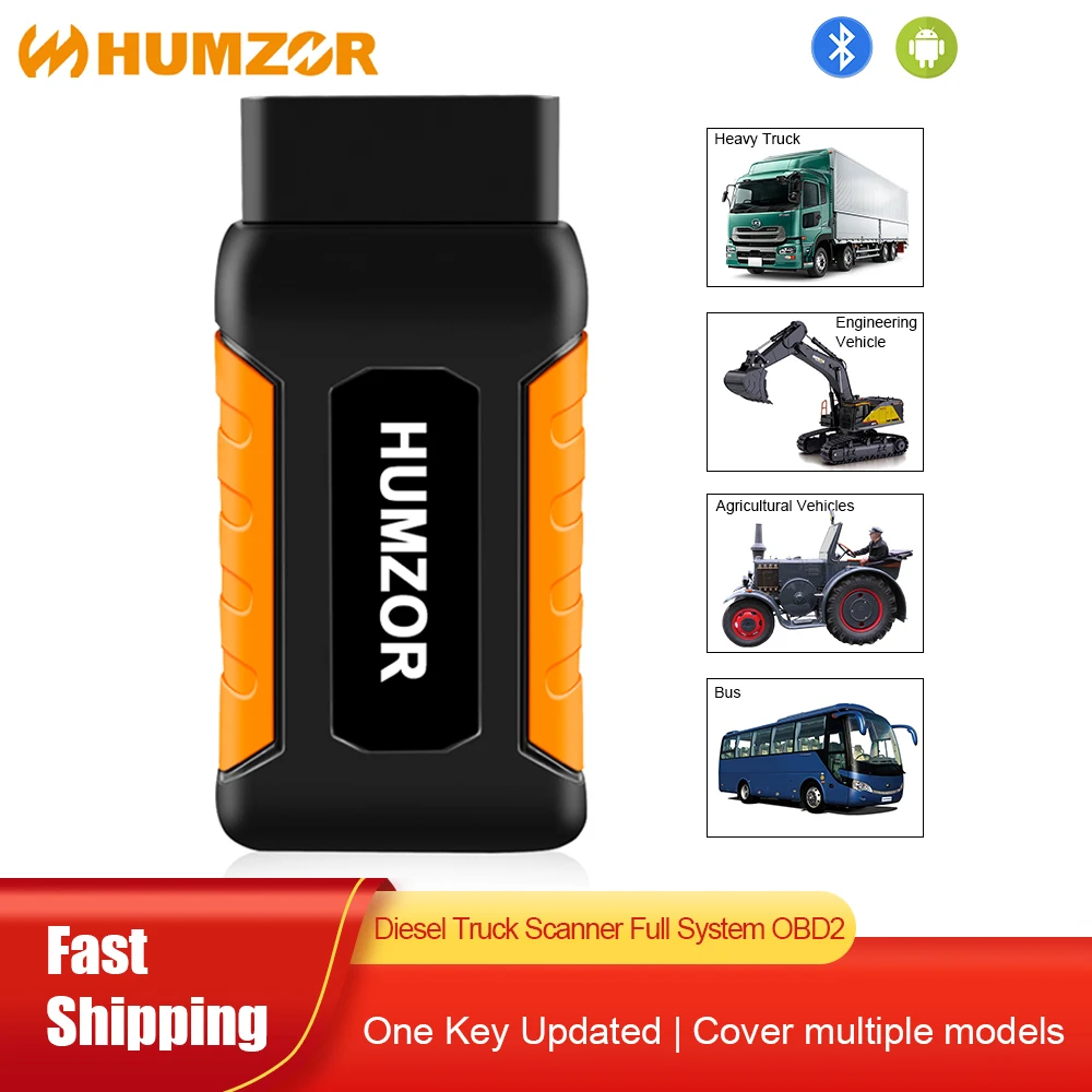 

HUMZOR Truck Diagnostic Tool OBD2 Diagnostic Tools ND506 ODB2 Scanner Software Support DPF, ECU VIN PRV RESET Truck Code Reader
