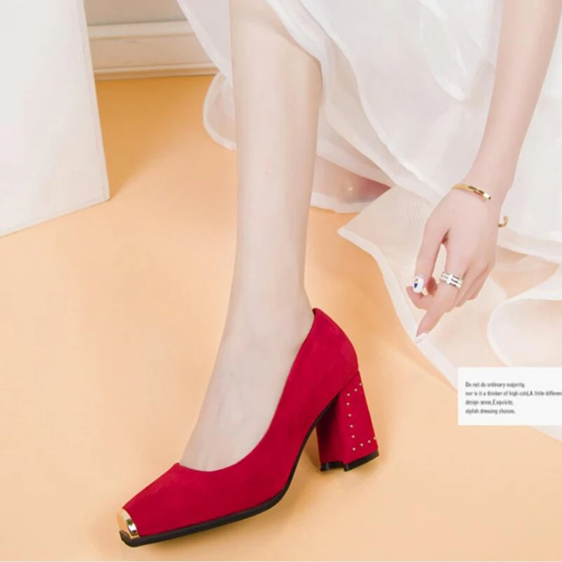 

High Heels Wedding Party Shoes Women Sexy Block Heels Fashion Woman Spring Shoes Pumps High Quality Heels Ladies Shoes New