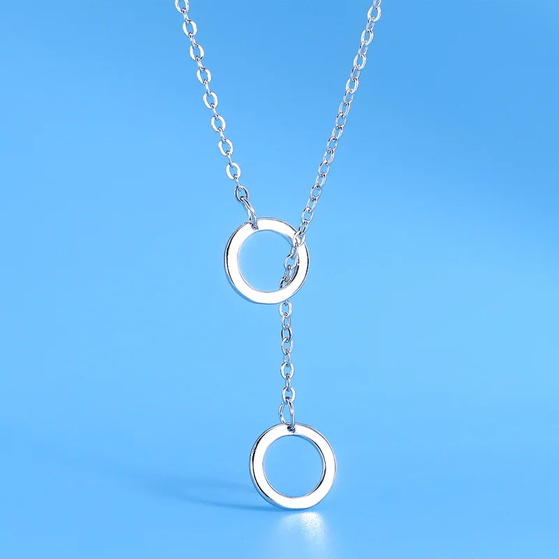 925 стерлингового серебра двойной геометрической формы ожерелье Мода из циркона