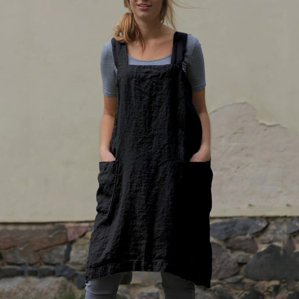 Новинка 2019 темно-синий хлопковый и Льняной Фартук Longwei домашняя одежда свободное