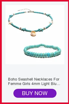 Boho Seashell ожерелье s для женщин девочек 4 мм светильник синий бирюзовый камень ожерелье милая Морская звезда кулон ожерелье летнее ювелирное изделие