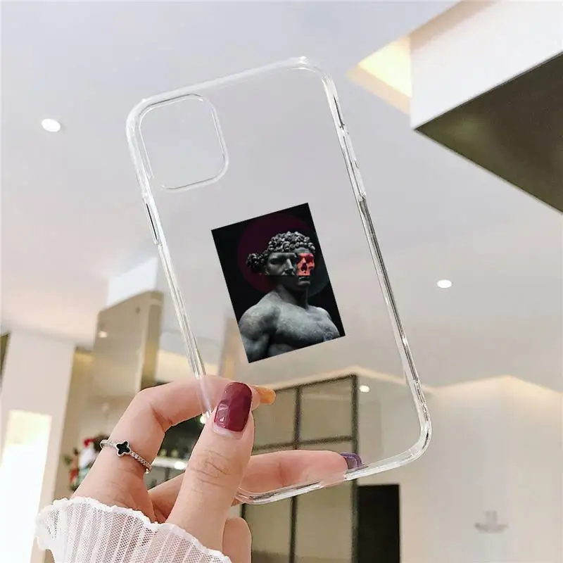 

Abstract Art Statue David funny Phone Case Transparent for iPhone 6 7 8 11 12 s mini pro X XS XR MAX Plus SE cover funda
