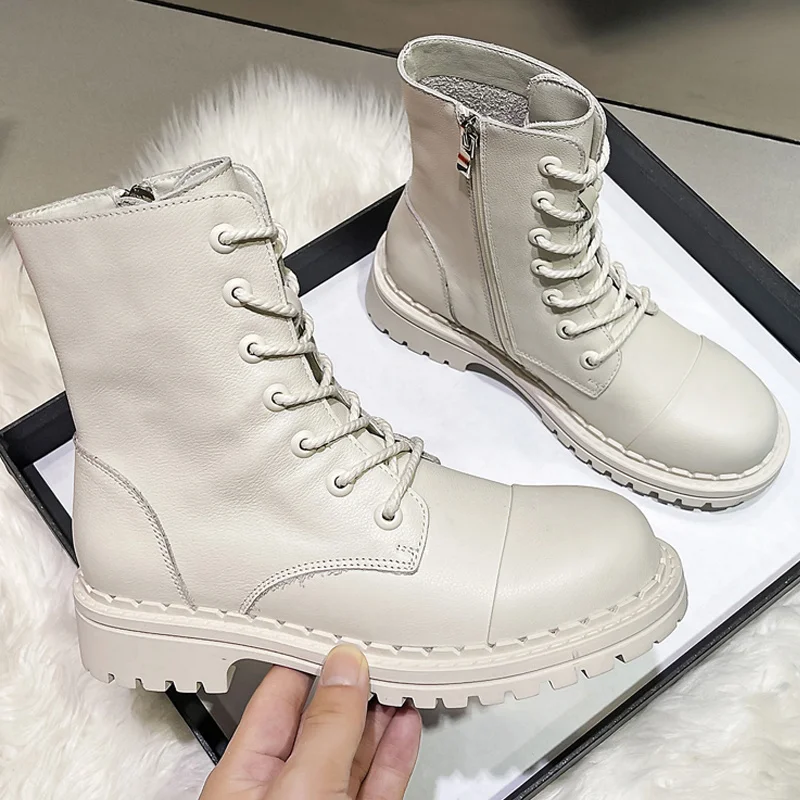 Женские Кожаные Ботинки Martin Высококачественная обувь с боковой молнией новая