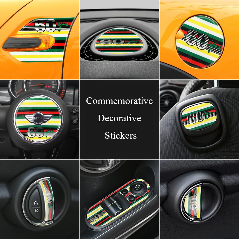 

3D Glue Sticker 60th Anniversary Edition Badge Interior Stickers Car Styling Emblem For BMW MINI Cooper OIne F55 F56 F60 F57 F54