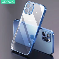 new luxury plating silicone case on for iphone 12 11 pro max clear shockproof lens protection case on iphone xs x xr 7 8 6 cover