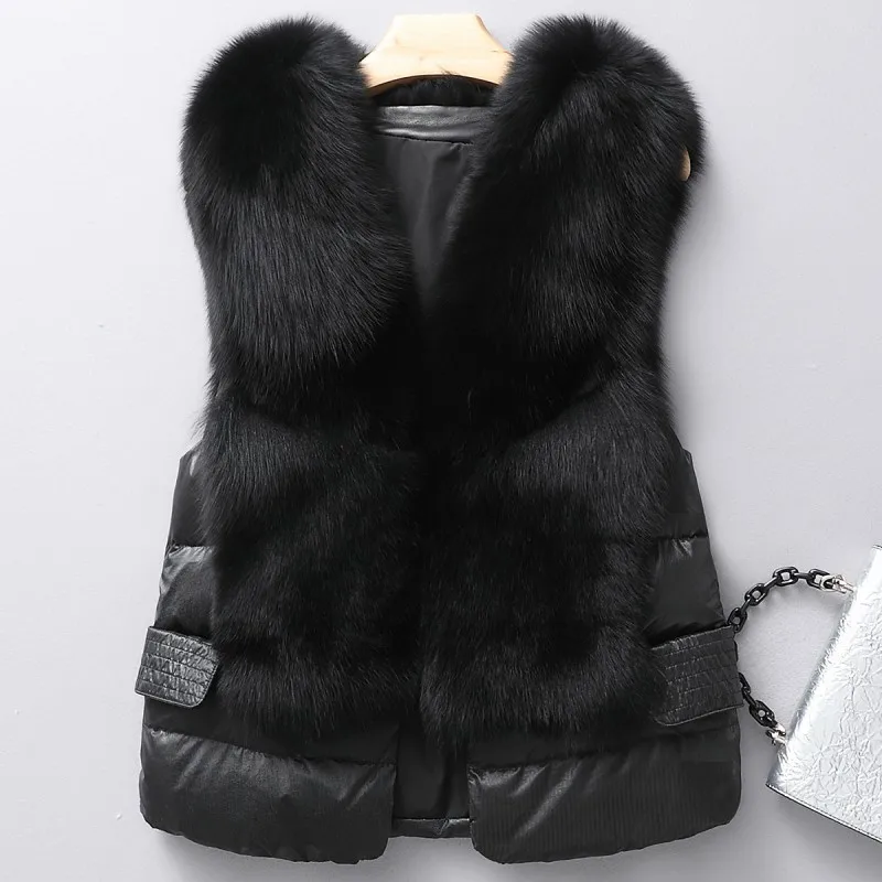 Fur Vest Women's Short Down Feather Imitation Fox Slim Temperament Jacket 2021 New Autumn And Winter Fashion All-match