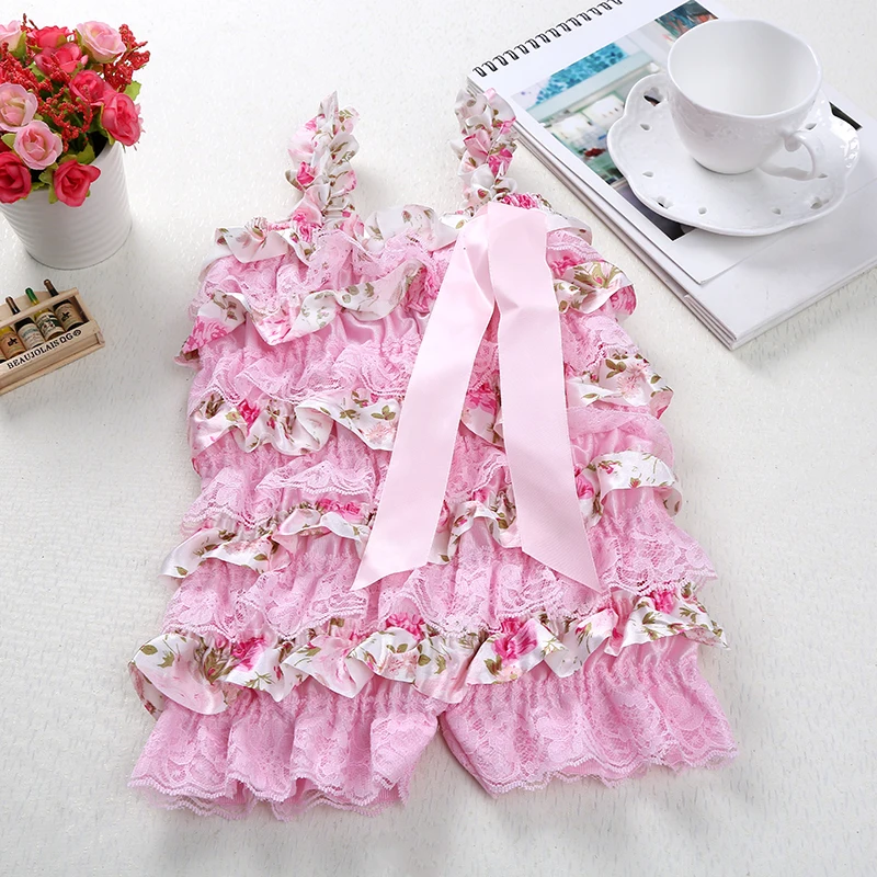 Комбинезоны для маленьких девочек розовый цветочный кружевной комбинезон Petti с