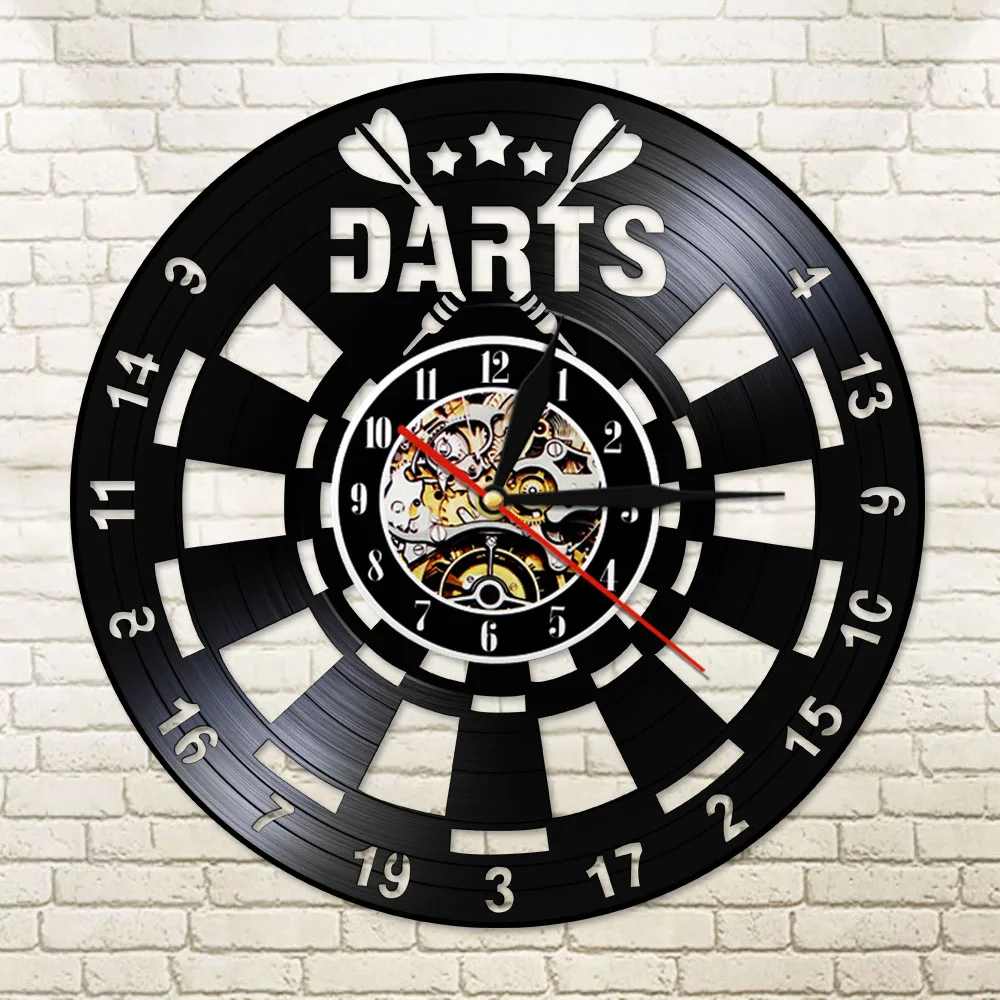 Виниловые настенные часы для дротиков декоративные в ретро стиле игр Cave доска