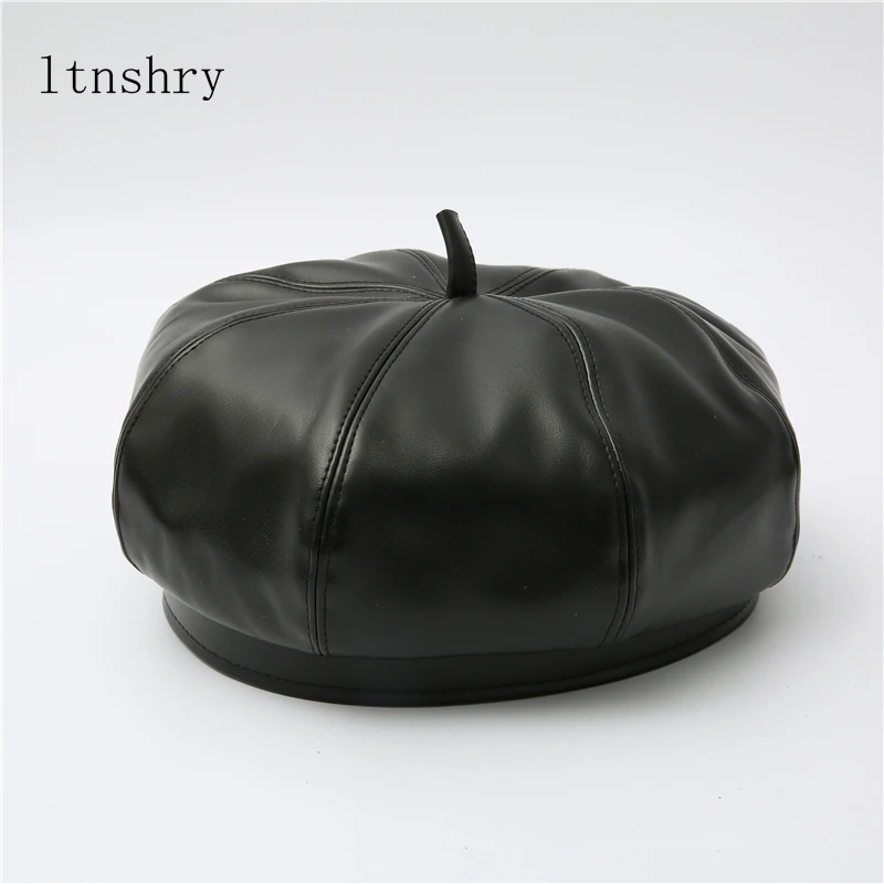 

New 2021 Autumn Winter PU leather Berets For Women Retro Vintage Ladies Octagonal Hat Caps Berets Artist Hats Painter hat