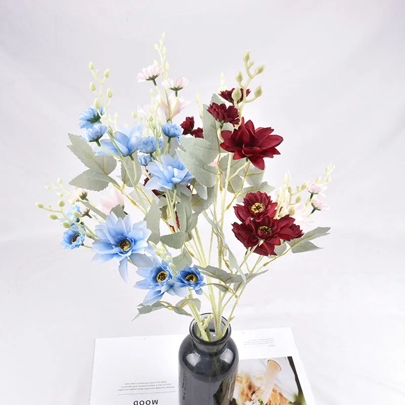

New Artificial 5-Fork Dahlia Wedding Home Decoration Accessories Artificial Dahlia Fake Flowers Bouquet