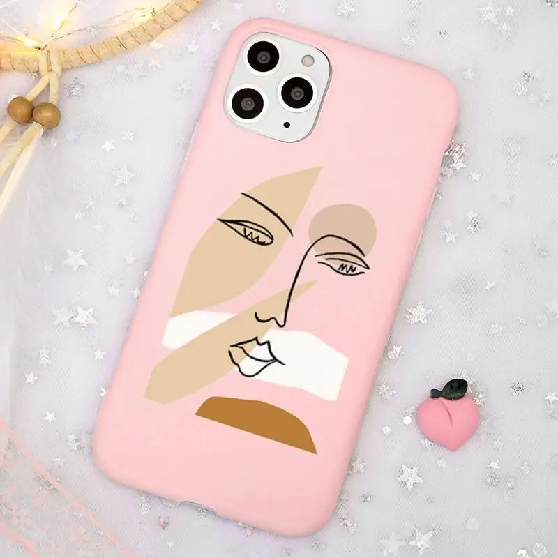 

Art Retro Abstract Geometry Phone Case Candy Color Pink for iPhone 11 pro XS MAX 8 7 6 6S Plus X 5S SE 2020 XR