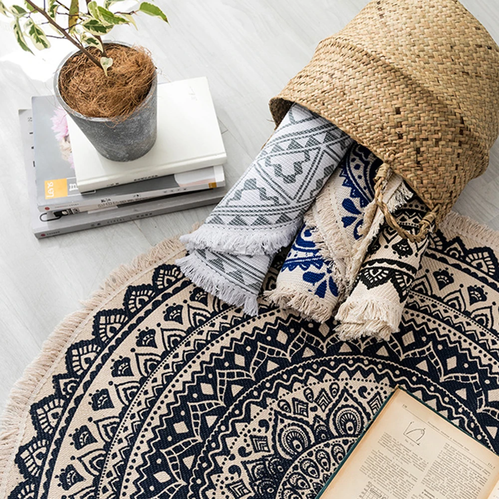 Хлопок и лен современный минималистичный Ретро прикроватный ковер для гостиной