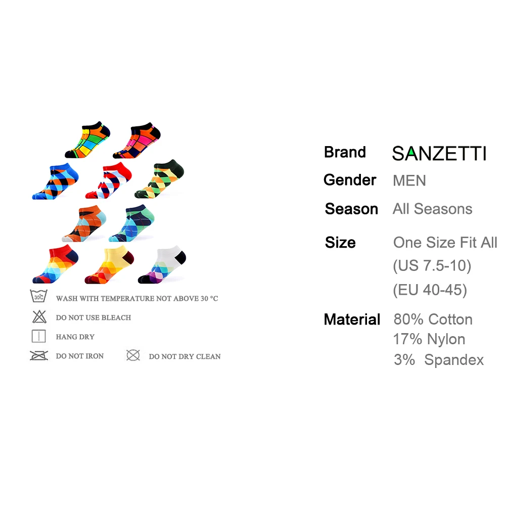 Мужские дышащие носки SANZETTI 10 пар/лот из чесаного хлопка повседневные летние до