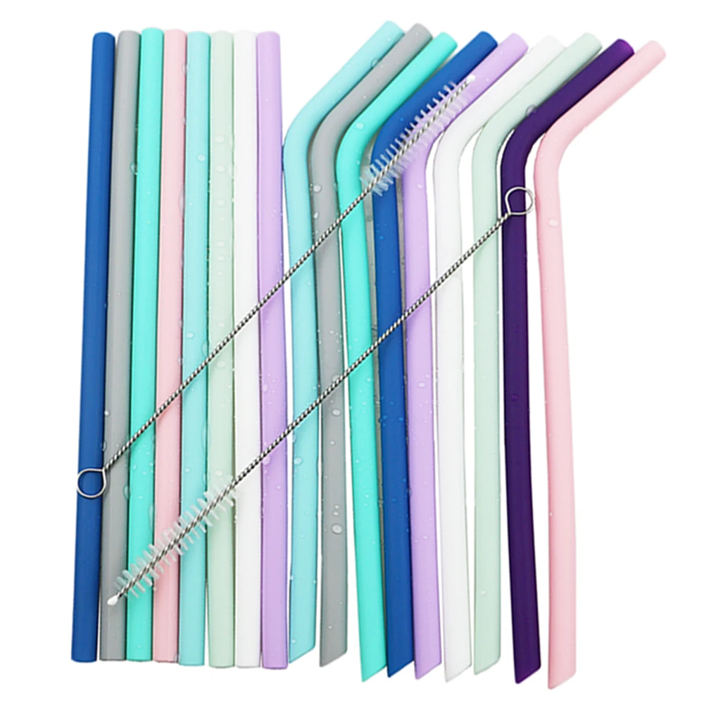 6 шт./компл. набор соломинок из силикона многоразовая соломка 8 мм гибкая с