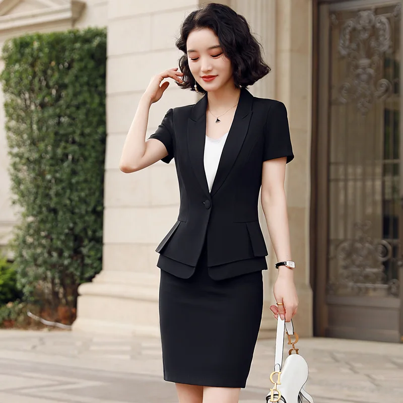 Комплект из двух предметов с коротким рукавом костюм юбкой элегантный оборками