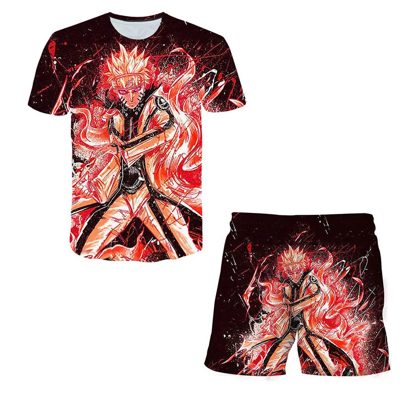 Повседневный простой костюм Наруто с объемным рисунком свободные брендовые