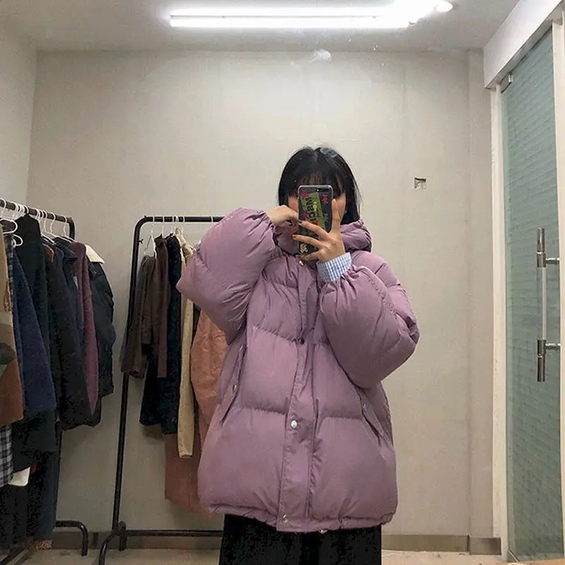 

New 2022 Women Short Jacket Winter Thick Hooded Cotton Padded Coats Female Korean Loose Puffer Parkas Ladies Oversize Outwear