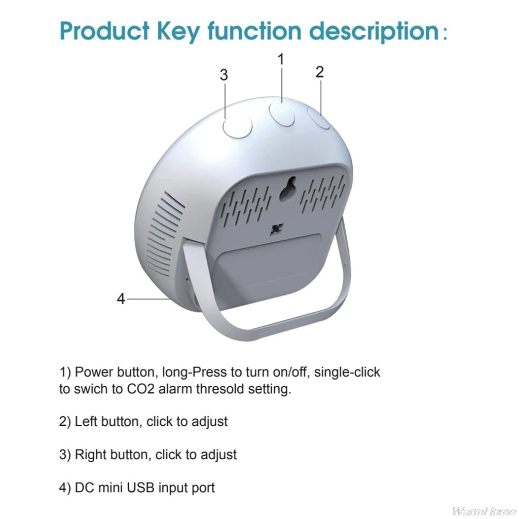 

CO2 Detector Carbon Dioxide 400-5000ppm Air Quality Tester for CO2 Real-Time Data with Alarm Set A07 21 Dropshipping