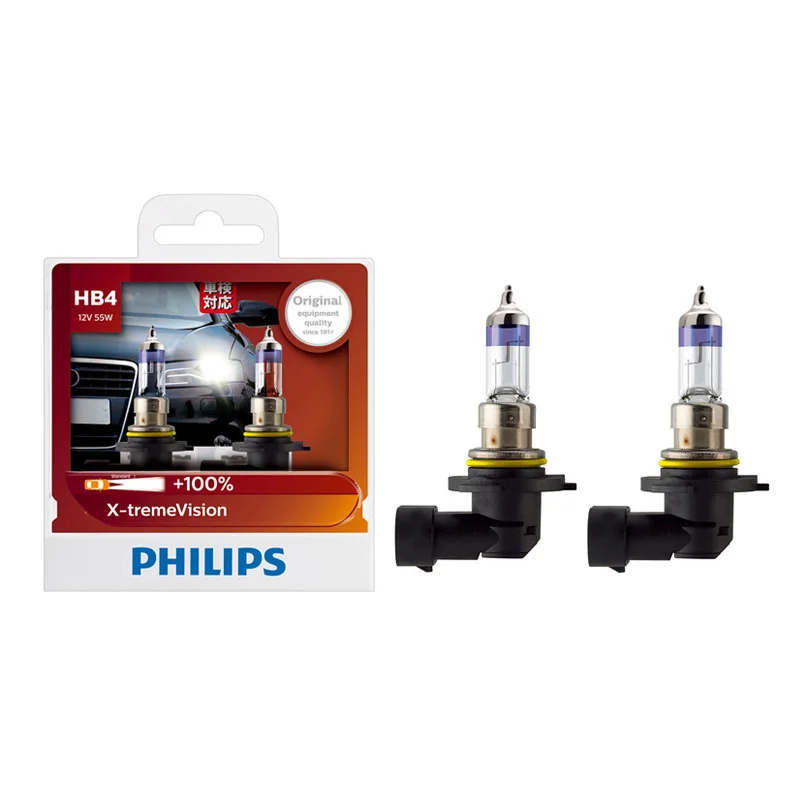 Philips HB4 12V 55W X-treme 100% Vision Car Headlight Bright Halogen Bulbs ECE Approve More 9006XVS2 Pair | Автомобили и