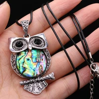 natural owl shape abalone shell necklace pendants charms jewelry for women party birthday gifts size 30x55mm length 45cm