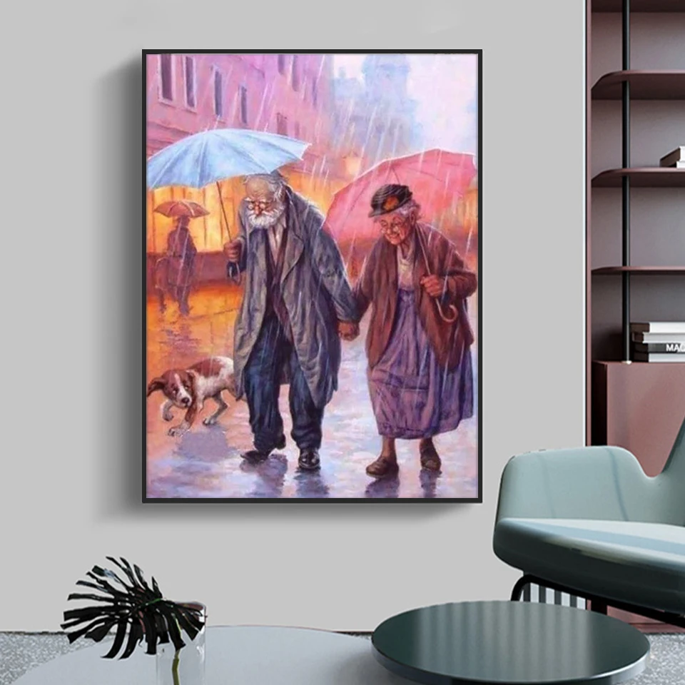 Полноразмерная 5D алмазная живопись сделай сам Старик и его жена 3D Алмазная