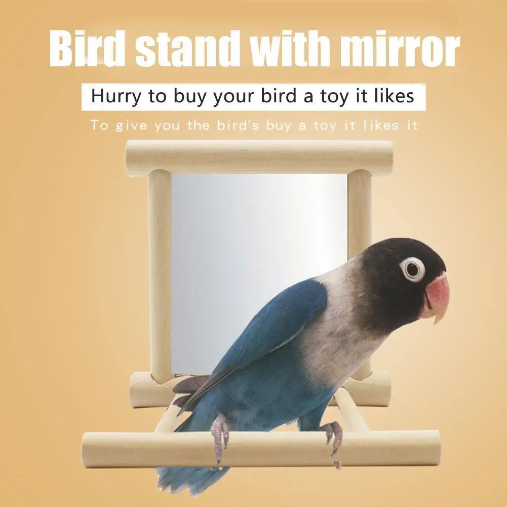 

Wooden Pet Toy Mirror Fun Brid Play Toy For Budgies Parakeet Cockatiel Parrots Climb Wooden Birdcage Accessories House Decor