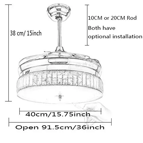 36 дюймовая винтажная промышленная невидимая потолочная лампа с дистанционным