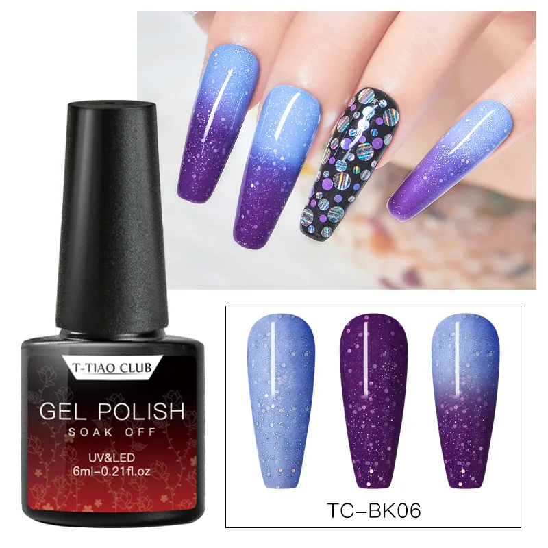 T TIAO Радужный термальный изменяющий Цвет гель для ногтей голографический лак с
