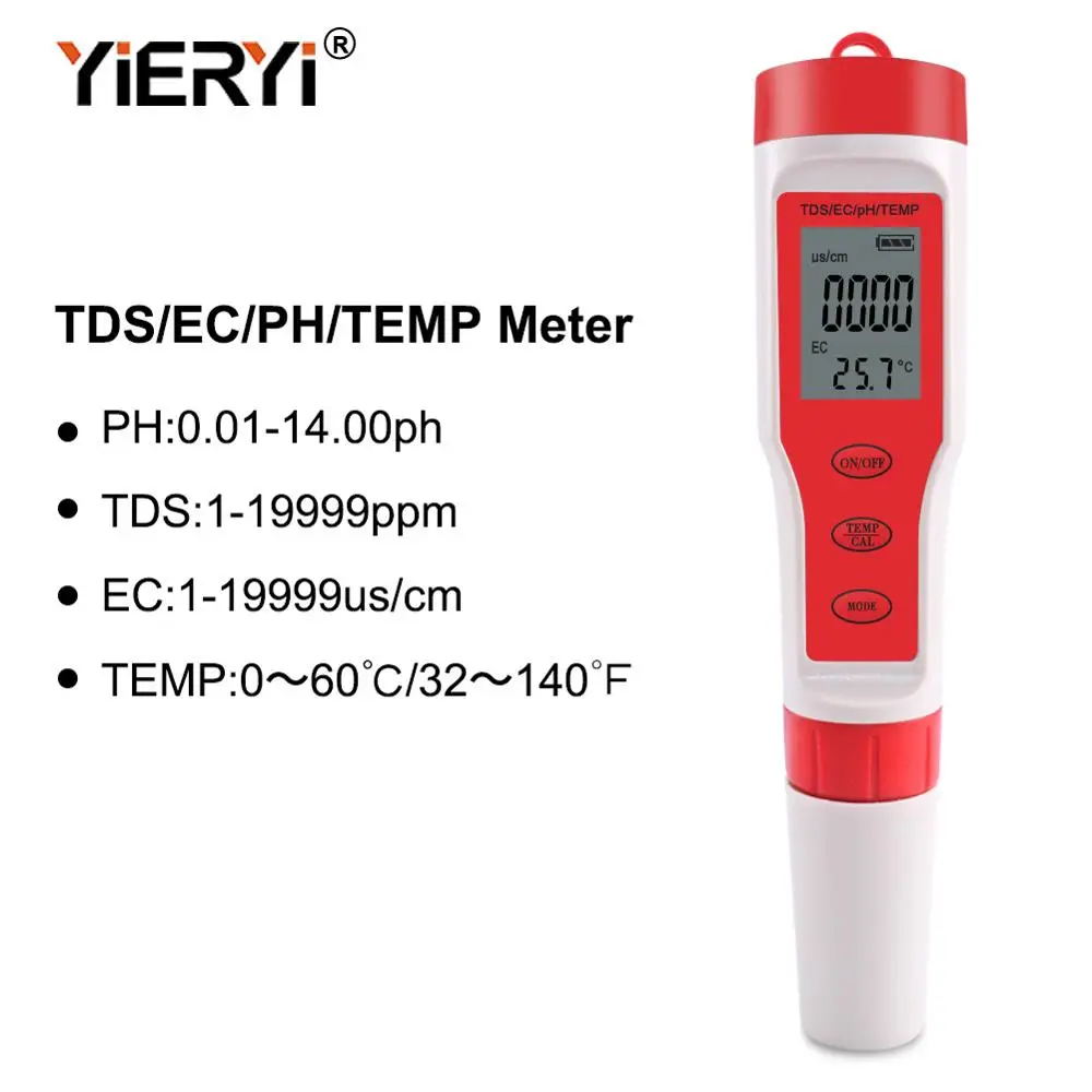 TPH01139 TDS рН-метр PH/TDS/EC/измеритель температуры Цифровой Измеритель Качества Воды Тестер для бассейнов, питьевой воды, аквариумов - Цвет: TPH01139